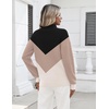 Zeagoo Womens Fall Long Sleeve Quarter Zip Sweaters Knit Pullover Tops(Colorblock Khaki)