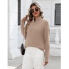 Zeagoo Womens Fall Long Sleeve Quarter Zip Sweaters Knit Pullover Tops(Khaki)