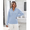 Zeagoo Womens Fall Long Sleeve Quarter Zip Sweaters Knit Pullover Tops(Light Blue)