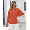 Zeagoo Womens Fall Long Sleeve Quarter Zip Sweaters Knit Pullover Tops(Orange)