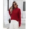 Zeagoo Womens Fall Long Sleeve Quarter Zip Sweaters Knit Pullover Tops(Red)