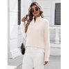 Zeagoo Womens Fall Long Sleeve Quarter Zip Sweaters Knit Pullover Tops(White)