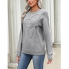 Zeagoo Women’s Sweaters 3D Floral Appliques Crewneck Long Sleeve Pullovers(01 Grey)