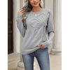 Zeagoo Women’s Sweaters 3D Floral Appliques Crewneck Long Sleeve Pullovers(01 Grey)