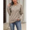 Zeagoo Women’s Sweaters 3D Floral Appliques Crewneck Long Sleeve Pullovers(02 Khaki)