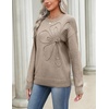 Zeagoo Women’s Sweaters 3D Floral Appliques Crewneck Long Sleeve Pullovers(02 Khaki)