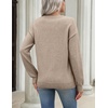 Zeagoo Women’s Sweaters 3D Floral Appliques Crewneck Long Sleeve Pullovers(02 Khaki)