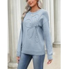 Zeagoo Women’s Sweaters 3D Floral Appliques Crewneck Long Sleeve Pullovers(03 Blue)