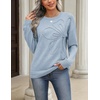 Zeagoo Women’s Sweaters 3D Floral Appliques Crewneck Long Sleeve Pullovers(03 Blue)