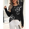 Zeagoo Women’s Sweaters 3D Floral Appliques Crewneck Long Sleeve Pullovers(Black)