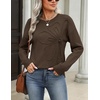Zeagoo Women’s Sweaters 3D Floral Appliques Crewneck Long Sleeve Pullovers(Coffee)