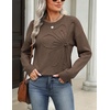 Zeagoo Women’s Sweaters 3D Floral Appliques Crewneck Long Sleeve Pullovers(Coffee Brown)