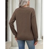 Zeagoo Women’s Sweaters 3D Floral Appliques Crewneck Long Sleeve Pullovers(Coffee Brown)