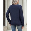 Zeagoo Women’s Sweaters 3D Floral Appliques Crewneck Long Sleeve Pullovers(Navy Blue)