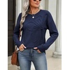 Zeagoo Women’s Sweaters 3D Floral Appliques Crewneck Long Sleeve Pullovers(Navy Blue)