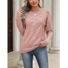 Zeagoo Women’s Sweaters 3D Floral Appliques Crewneck Long Sleeve Pullovers(Pink)