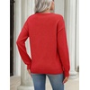 Zeagoo Women’s Sweaters 3D Floral Appliques Crewneck Long Sleeve Pullovers(Red)