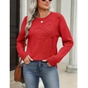 Zeagoo Women’s Sweaters 3D Floral Appliques Crewneck Long Sleeve Pullovers(Red)