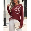 Zeagoo Women’s Sweaters 3D Floral Appliques Crewneck Long Sleeve Pullovers(Wine Red)