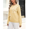 Zeagoo Women’s Sweaters 3D Floral Appliques Crewneck Long Sleeve Pullovers(Yellow)