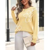 Zeagoo Women’s Sweaters 3D Floral Appliques Crewneck Long Sleeve Pullovers(Yellow)
