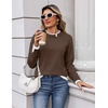 Zeagoo Womens Sweaters Crewneck Long Sleeve Pullover Tops(Brown)