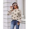Zeagoo Womens Sweaters Crewneck Long Sleeve Pullover Tops(Kakhi Black Bow)