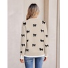 Zeagoo Womens Sweaters Crewneck Long Sleeve Pullover Tops(Kakhi Black Bow)