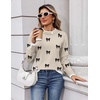 Zeagoo Womens Sweaters Crewneck Long Sleeve Pullover Tops(Kakhi Black Bow)