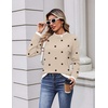 Zeagoo Womens Sweaters Crewneck Long Sleeve Pullover Tops(Kakhi Black Polka Dots)