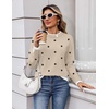 Zeagoo Womens Sweaters Crewneck Long Sleeve Pullover Tops(Kakhi Black Polka Dots)