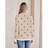 Zeagoo Womens Sweaters Crewneck Long Sleeve Pullover Tops(Kakhi Black Polka Dots)
