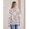 Zeagoo Womens Sweaters Crewneck Long Sleeve Pullover Tops(Kakhi White Brown Flower)
