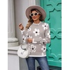 Zeagoo Womens Sweaters Crewneck Long Sleeve Pullover Tops(Kakhi White Brown Flower)