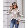 Zeagoo Womens Sweaters Crewneck Long Sleeve Pullover Tops(Kakhi White Brown Flower)