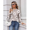 Zeagoo Womens Sweaters Crewneck Long Sleeve Pullover Tops(Kakhi White Brown Flower)