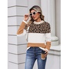Zeagoo Womens Sweaters Crewneck Long Sleeve Pullover Tops(Leopard Color Block)