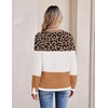 Zeagoo Womens Sweaters Crewneck Long Sleeve Pullover Tops(Leopard Color Block)