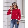 Zeagoo Womens Sweaters Crewneck Long Sleeve Pullover Tops(Red White Polka Dots)