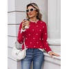 Zeagoo Womens Sweaters Crewneck Long Sleeve Pullover Tops(Red White Polka Dots)