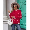 Zeagoo Womens Sweaters Crewneck Long Sleeve Pullover Tops(Red White Polka Dots)