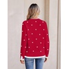 Zeagoo Womens Sweaters Crewneck Long Sleeve Pullover Tops(Red White Polka Dots)