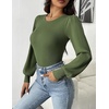Zeagoo Womens Sweaters Long Sleeve Bodysuits 2026 Fall Crewneck Puff Knit Pullover Tops(Army Green)