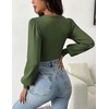Zeagoo Womens Sweaters Long Sleeve Bodysuits 2026 Fall Crewneck Puff Knit Pullover Tops(Army Green)