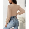 Zeagoo Womens Sweaters Long Sleeve Bodysuits 2026 Fall Crewneck Puff Knit Pullover Tops(Beige)