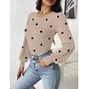 Zeagoo Womens Sweaters Long Sleeve Bodysuits 2026 Fall Crewneck Puff Knit Pullover Tops(Beige Black Polka Dot)
