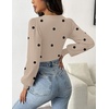 Zeagoo Womens Sweaters Long Sleeve Bodysuits 2026 Fall Crewneck Puff Knit Pullover Tops(Beige Black Polka Dot)