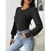 Zeagoo Womens Sweaters Long Sleeve Bodysuits 2026 Fall Crewneck Puff Knit Pullover Tops(Black)