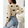 Zeagoo Womens Sweaters Long Sleeve Bodysuits 2026 Fall Crewneck Puff Knit Pullover Tops(Black Heart)
