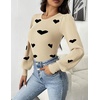 Zeagoo Womens Sweaters Long Sleeve Bodysuits 2026 Fall Crewneck Puff Knit Pullover Tops(Black Heart)